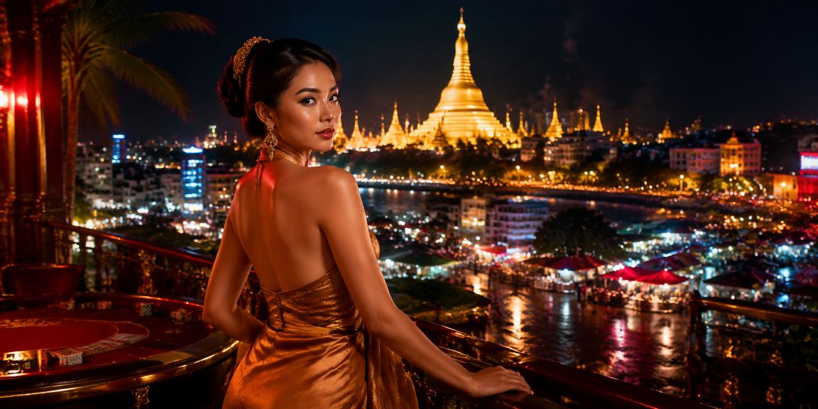ရန်ကုန်ရွှေတိဂုံ ဘုရားအရှေ့တွင် ဂိမ်းကစားသူများ